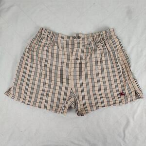 Burberry London Boxer Shorts‎ Mens Medium Tan Nova Check Plaid Cotton Sleep